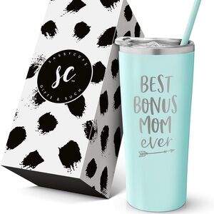 Mint Tumbler With Straw Best Bonus Mom Ever Cup